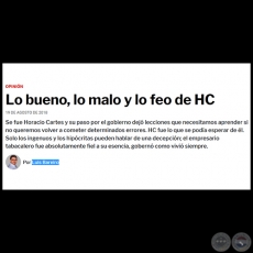 LO BUENO, LO MALO Y LO FEO DE HC - Por LUIS BAREIRO - Domingo, 19 de Agosto de 2018